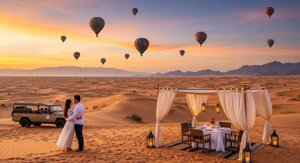 Private Romantic Desert Safari Sunrise Hot Air Balloon